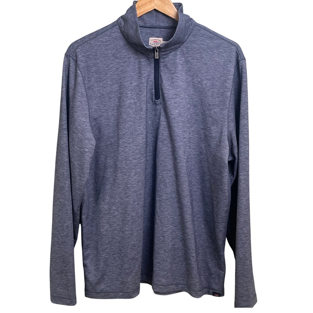 Faherty Blue 1/4 Zip Long Sleeve Pullover Lightweight Performance Shirt Large